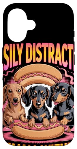 Easily Distracted By Small Wieners ダックスフンド おもしろ 犬ジョーク スマホケース iPhone 16 用