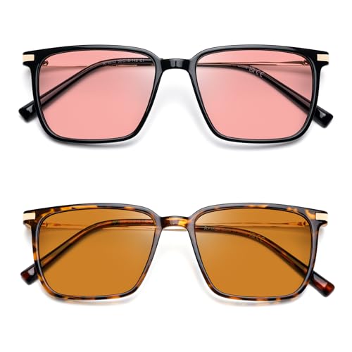 Image of Fluorescent-41 Pink Tinted Blue Light Blocking Glasses for Migraine, Light Sensitivity, Photophobia JF5002