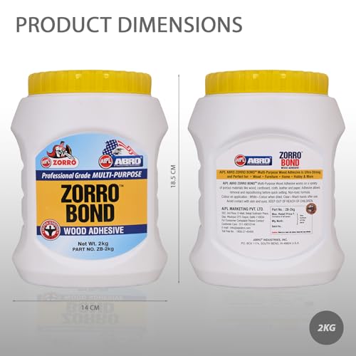 Image of ABRO ZORRO BOND-ZB Wood Adhesive Professional Grade Multi-Purpose Water-Resistant Heavy-Duty Glue with Extreme High Bond Strength for Woodwork Furniture Home Office (Pack of 1, 2Kg)
