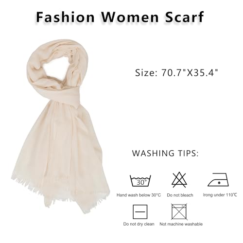Women's Lightweight-Linen-Scarf - Soft Summer Breathable Casual Shawl Scarves with Fringed Edges(39'' X 77'')4