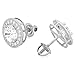 3.54 ct Brilliant Round Cut Halo Studs Conflict free Genuine Cultured Diamond Clarity VS1-VS2 Color G-H 18K White Gold Earrings Screw back and Crystal side stones