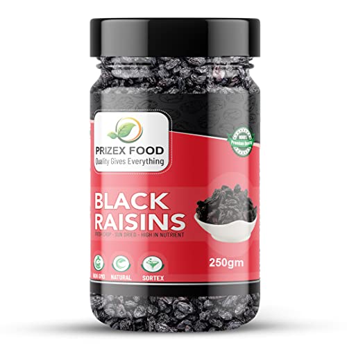 Image of Prizex Premium Black Raisins | Black kishmish with Seed 250gm
