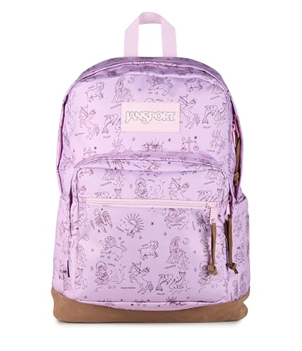 Image of JanSport Right Pack Backpack - Durable Daypack with Padded 15 inch Laptop Sleeve, Spacious Main Compartment & Integrated Water Bottle Pocket - Horoscope Horizons Pink Ice /Mahogany Haze