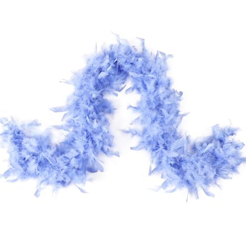 MAOFENG Chandelle Turkey Feather Boa 1.64 Yards 30g for Halloween Dancing Wedding Party DIY Craft Costume Decoration Feather Boa Baby Blue