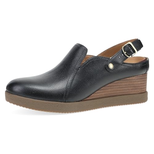 Dansko Sheridan Wedge Mule for Women - Durable Waterproof Leathers and Leather-Stacked Heel - Swivel Heel Strap with Buckle Detail to Ensure