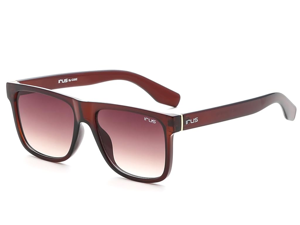 IRUS| 100% UV protected | Unisex | Medium | Full Rim | Square | Frame: Shiny Crystal Brown Polycarbonate | Lens: Brown Gradient Polycarbonate