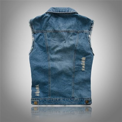 Denim Vest for Men Casual Sleeveless Button Down Denim Jacket Lapel Vintage Trucker Jeans Vests2