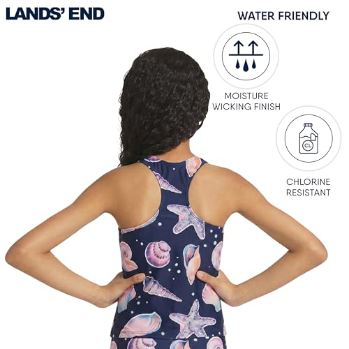 Image of Lands' End Girls' UPF 50+ Swim Bikini Bottom and Racerback Tankini Set