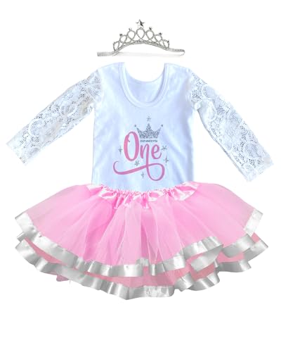 Image of Luke and Lulu First Birthday Outfit Girl - 1st Birthday Princess Crown Tutu Set