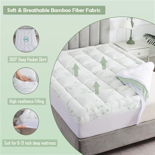 Image of Whatbedding Bamboo Viscose Mattress Topper T-3