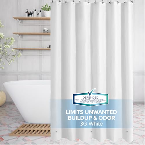 SlipX Solutions Protected Shower Curtain Liner, 3G Lightweight, 70'x72', White