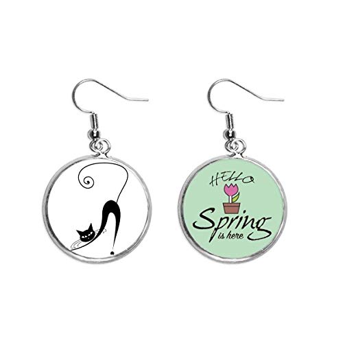 Pendientes de gato negro para Halloween joyas de silueta animal