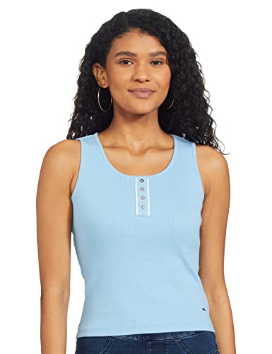 Image of Spykar Womens Regular Fit Cotton Lycra Solid T-Shirt (A21SPKT01BJ007L-P)