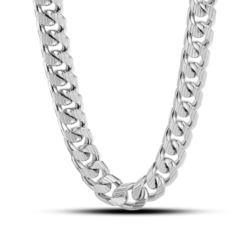 Men Italian 925 Sterling Silver Necklace 8-10-12MM Solid Miami Cuban Link Chain 18 