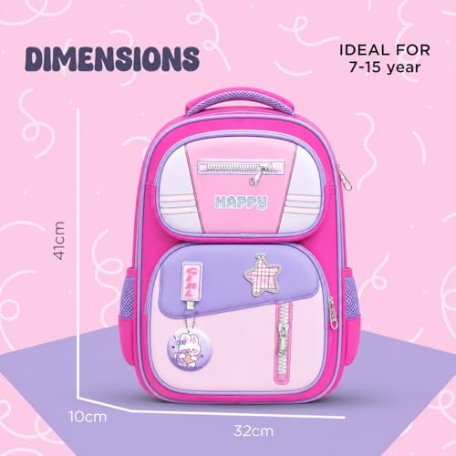 Image of School Bag for Kids Boys & Girls 5-10 Years - Cute Cartoon Dinosaur Backpack Large Capacity Waterproof School Bag with Bottle Pocket Multi-Compartment Lightweight Bag for Nursery & Primary