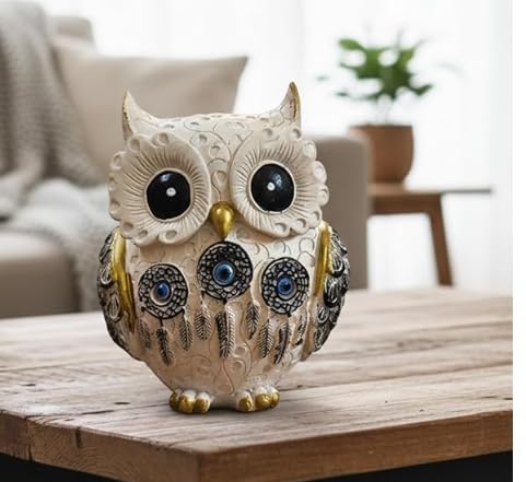 Image of Evil Eye Owl Statue for Good Luck l Feng Shui & Vastu II Evil Eye II Showpiece for Home Decor