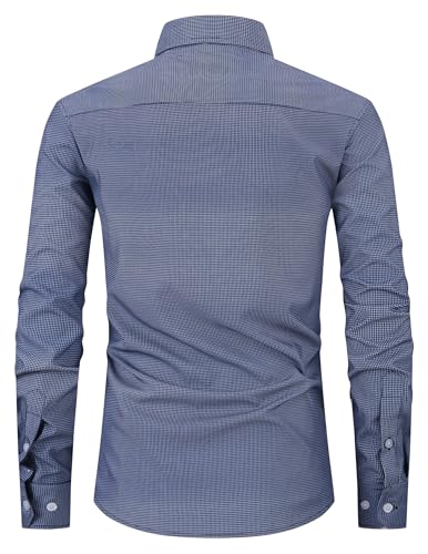 Mens Slim Fit Patterned Button-Down Shirt Long Sleeve Shirt Casual Office Shirt3