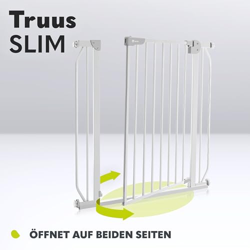 Lionelo Truus Slim Sicherheitstor, Verstellbare Breite von 75 bis 105 cm mit Press-Fit, Höhe 77 cm, Öffnung in beide Richtungen, Selbstverriegelung, abgerundete Kanten