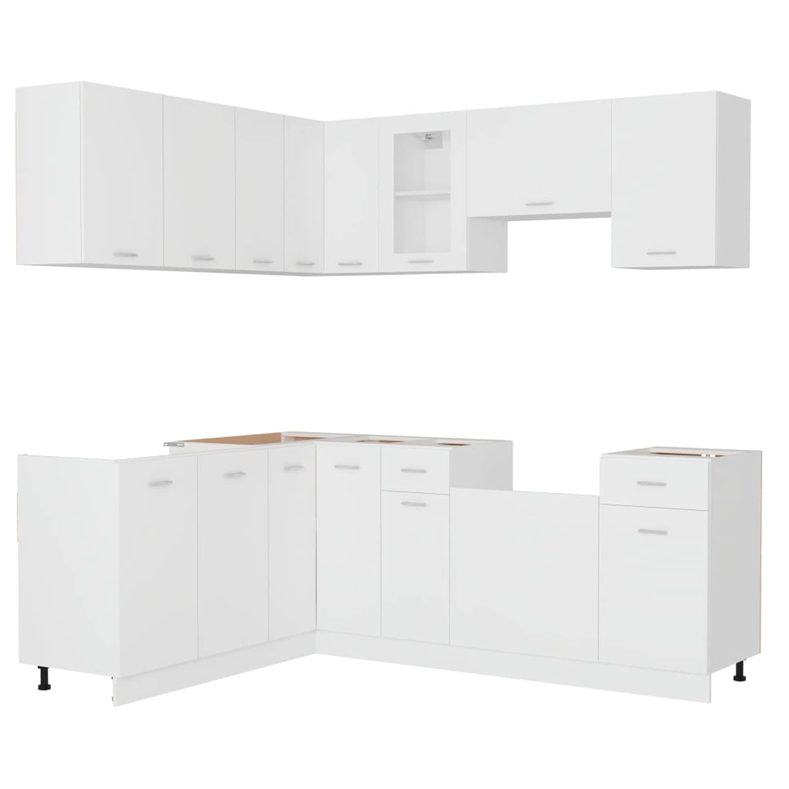 Homgoday Juego de Muebles de Cocina 11 Piezas aglomerado blancoalacena de Cocina Muebles Cocina modulos