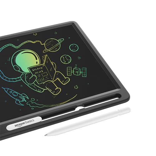 Image of Amazon Basics Writing Tablet with 15-inch Rainbow Colour LCD Screen and Stylus Pen for Kids & Adults (Black-White)