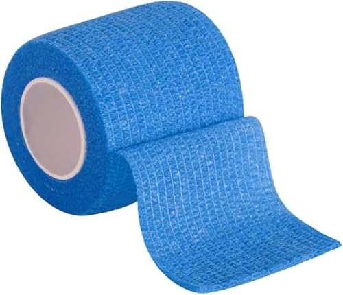 Sports Protection Elastic Flexible Tape Bandage Nonwoven Fabric Self Adhesive Elastic Bandage Should Be Uniform Color Incision Neat(5cm Width) (Blue)