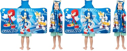 Image of Franco Sonic The Hedgehog,Anime,Bath /Pool /Beach Soft Cotton Terry Hooded Towel Wrap,24 in x 50 in Kids,(Pack of 2)