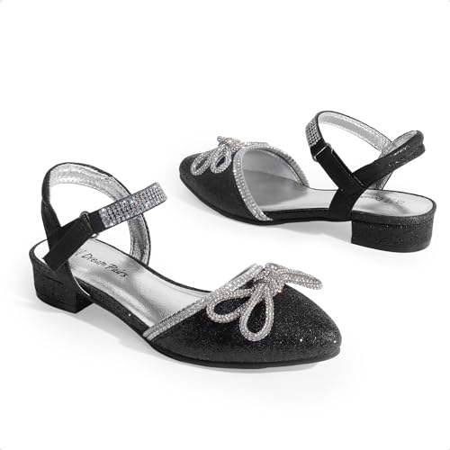 DREAM PAIRS Girls Sandals Closed Toe Dress Low Heels Pointed Toe Pump Flower Shoes for Little Big Kids Wedding Princess Party4