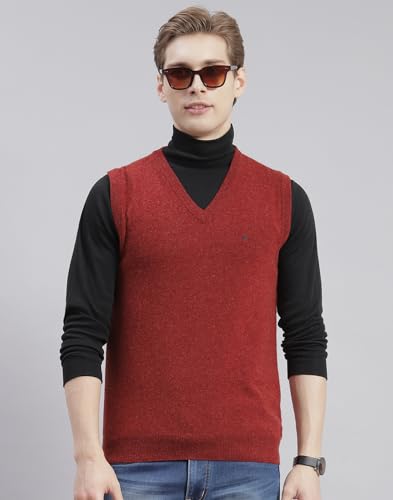 Image of Monte Carlo Off White Solid V Neck Sweater | Warm Woolen Pullover for Men | Soft Comfortable Knitted Winter Wear Sweater for Men's