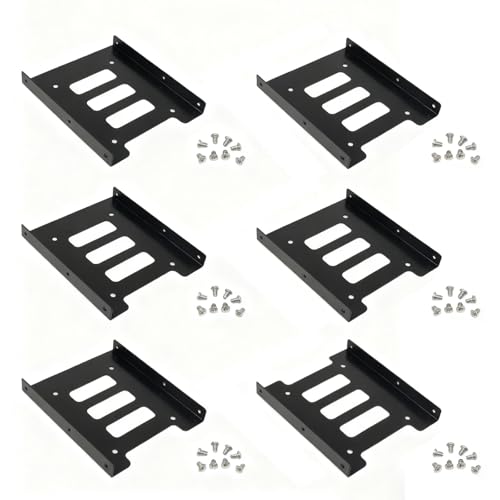 MIAO YUAN 6PCS 2.5-inch to 3.5-inch SSD Brackets Metal Matte HDD Adapter Black Desktop Hard Drive Mounting Bracket with Screws