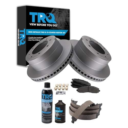 Image of TRQ Rear Brake Pad & Rotor Kit Semi-Metallic Compatible with 2013-2021 Ford F-250 Super Duty F-350 Super Duty