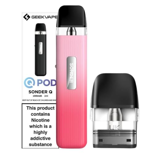 Geekvape Sonder Q Vape Kit [Rose Pink] - Available in 15 colours - Type-C Fast Charge 1000mAh Battery 20W Output 3-Colour Light - Compatible with Geekvape Q Pods - No Nicotine