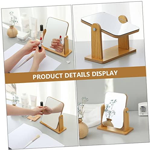 Espejo de maquillaje de madera giratorio ajustable miniatura 5