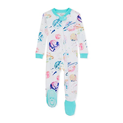 Image of Burt's Bees Baby Girls' Pajamas, Zip Front Non-slip Footed Pjs, 100% Organic Cotton and Toddler Sleepers