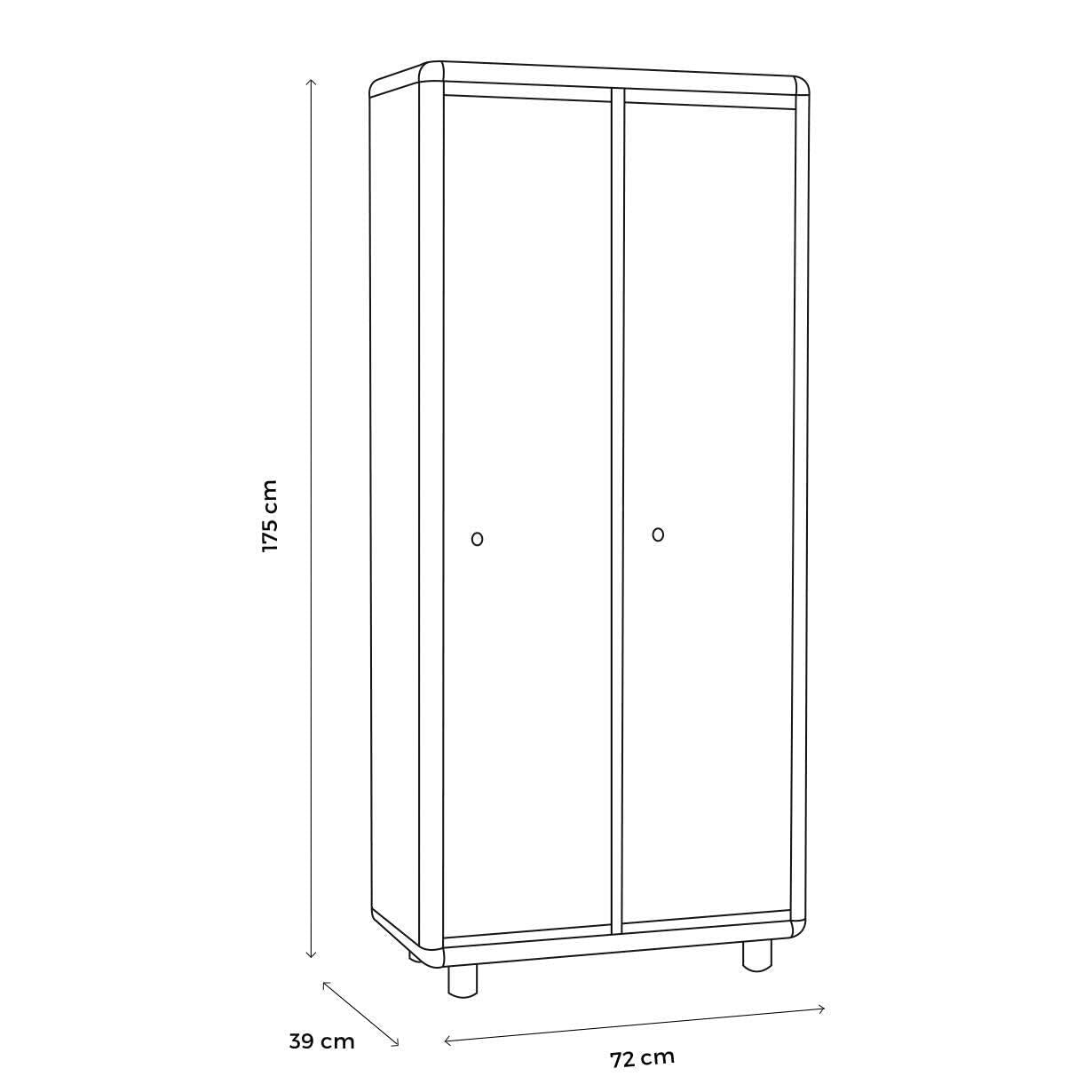 Armoire Dressing Meuble de Rangement en Résine 2 Portes Verrouillables avec Cintre et Étagère Inférieure Sale Propre 72 x 39 x H175 cm