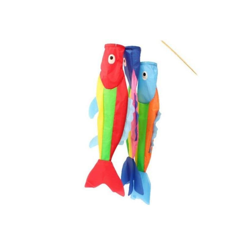 Icare Manche A Air Poisson Grand 80cm (Sur Tige) (Lot de 12) Figurines pour jardin, Multicolore, Unique