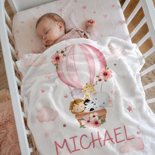 Image of Personalized Baby Blanket for Girls, Custom Nursery Blanket with Name, 30 x 40 Inch Soft Minky Blanket for Baby Toddlers, Newborn Print 04