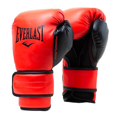 Everlast Powerlock 2R 16oz Boxhandschuhe Rot, für Boxsack, Pratzen & Sparring, mit Turnback-Handgelenkstütze, 4-lagiger Schaum – Original Everlast Ausrüstung