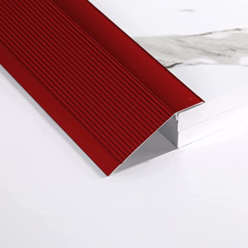 Doorway Uneven Floor Transition Strip, 90-150cm Long Floor Transition Strip,10cm Extra Wide Door Threshold ramp,Carpet Edge,Easy to Install,cuttable,Red-140cm/55.1in