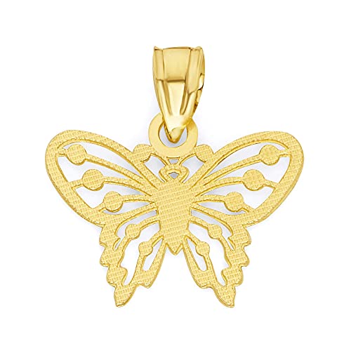 10k Solid Real Gold Butterfly Pendant Small Animal Charm Casual Everyday Wear Jewelry Charm4