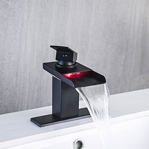 Image of AVSIILE LED Bathroom Sink Faucet, Matte Black, Stainless Steel Spout
