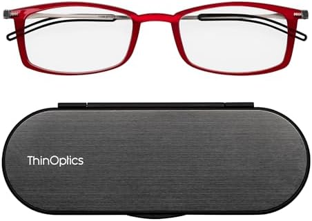 ThinOptics Reading Glasses, 1.0 to 2.5, Slim 4mm Case, Ultra Light, Compact