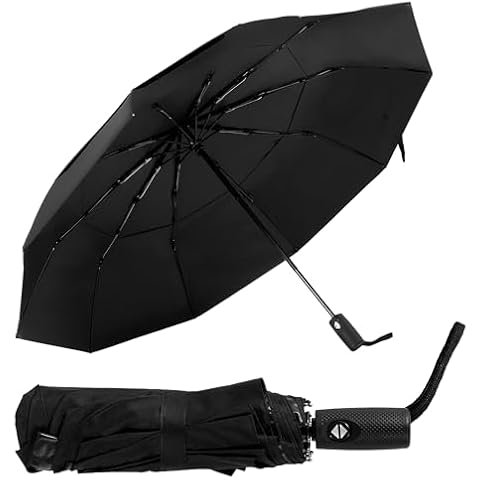 ASAB Travel Umbrella with 9 Rib Design Lightweight Compact Automatic Umbrella Auto Open and Close One Hand Operation Rust Resistant Windproof Pocket Umbrella Cover