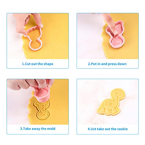 Dinosaur Cookie Cutters Set, 8 Pcs Plastic Dino Cookie Cutters - 3D Cartoon Cookie Candy Food Fondant Pie Cutters Stampers Molds For Diy Biscuit Cheese Baking #TOP3
