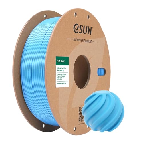 Image of eSUN PLA Basic Filament 1.75mm, 1KG Spool (2.2 LBS) High Speed Printing 3D Printer PLA Filament,Designed for Fast Printing, Light Blue
