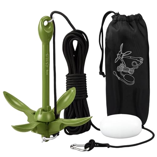 Image of MorningRo 1 Pack 1.5 /3.5 lb Marine Kayak Anchor Kit with 40ft Rope and Buoy Folding Grapnel Boat Anchor Kit Kayak Fishing Accessories for Small Boats, Canoe, SUP Paddle Boards