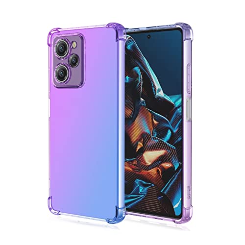 EASSGU Funda para Poco X5 Pro 5G (6.67' Inches), Carcasa Protectora de Color Degradado Transparente, Case para Teléfono Anticaída y Antiarañazos - Azul PúRpura