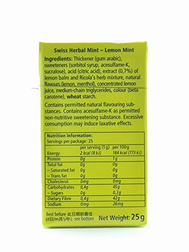 Ricola Herbal Sugar Free Swiss Pearl Breath Mints 1 Case (Pack of 20) (LemonMint)