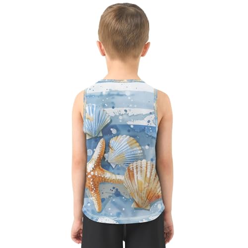 susiyo Summer Seashell Starfish Boys Sleeveless Tank Top Girls Athletic T Shirt3