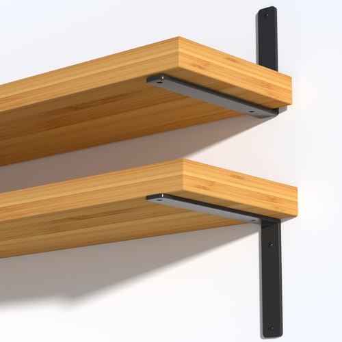 12 Pack - L 6" x H 4" x W1.5, 5mm Thick Black L Shelf Bracket, Iron Shelf Brackets, Metal Shelf Brackets, Floating Shelf, Shelf Supports with Screws by MHMYDZ - Image 5