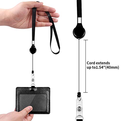 HONZUEN JoJo ID-Kaarthoezen met Band, PU-leer ID Kaarthouder Naamplaatje met Schouderband, Retractable ID Badge Houder… - Image 3